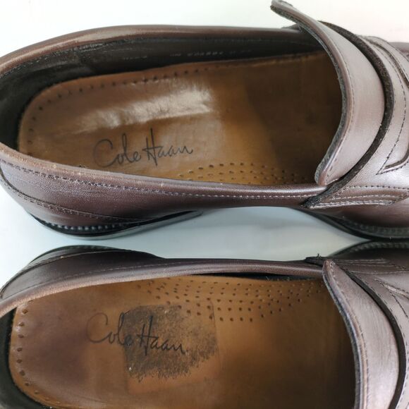 Cole Haan Men\'s 8 Brown Leather Classic Penny‎ Loafers Square Apron Toe Beefroll main image 8